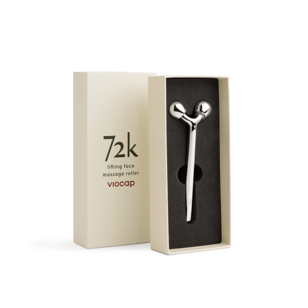 72k lifting face massage roller front product packaging open