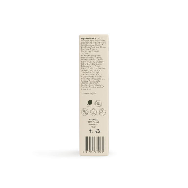72k sun protection spf50+ tinted back packaging