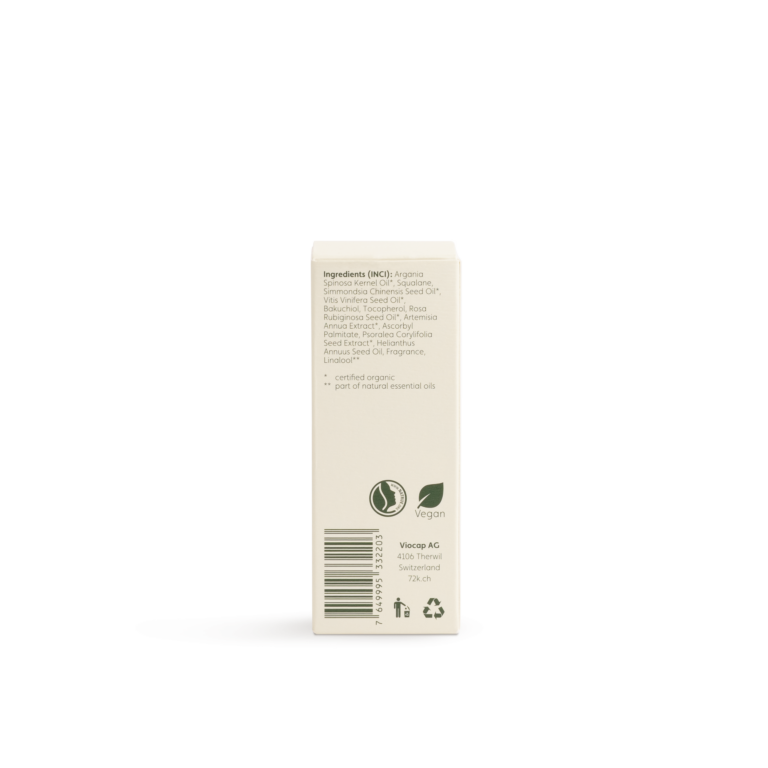 72k the bakuchiol face oil back packaging