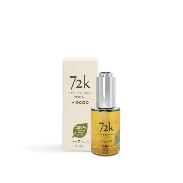 72k the bakuchiol face oil front product packaging